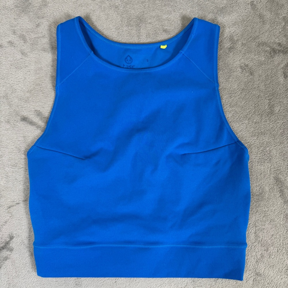 Tasc Performance Womens Blue Racerback High Neck Athletic Crop Tank Top Small